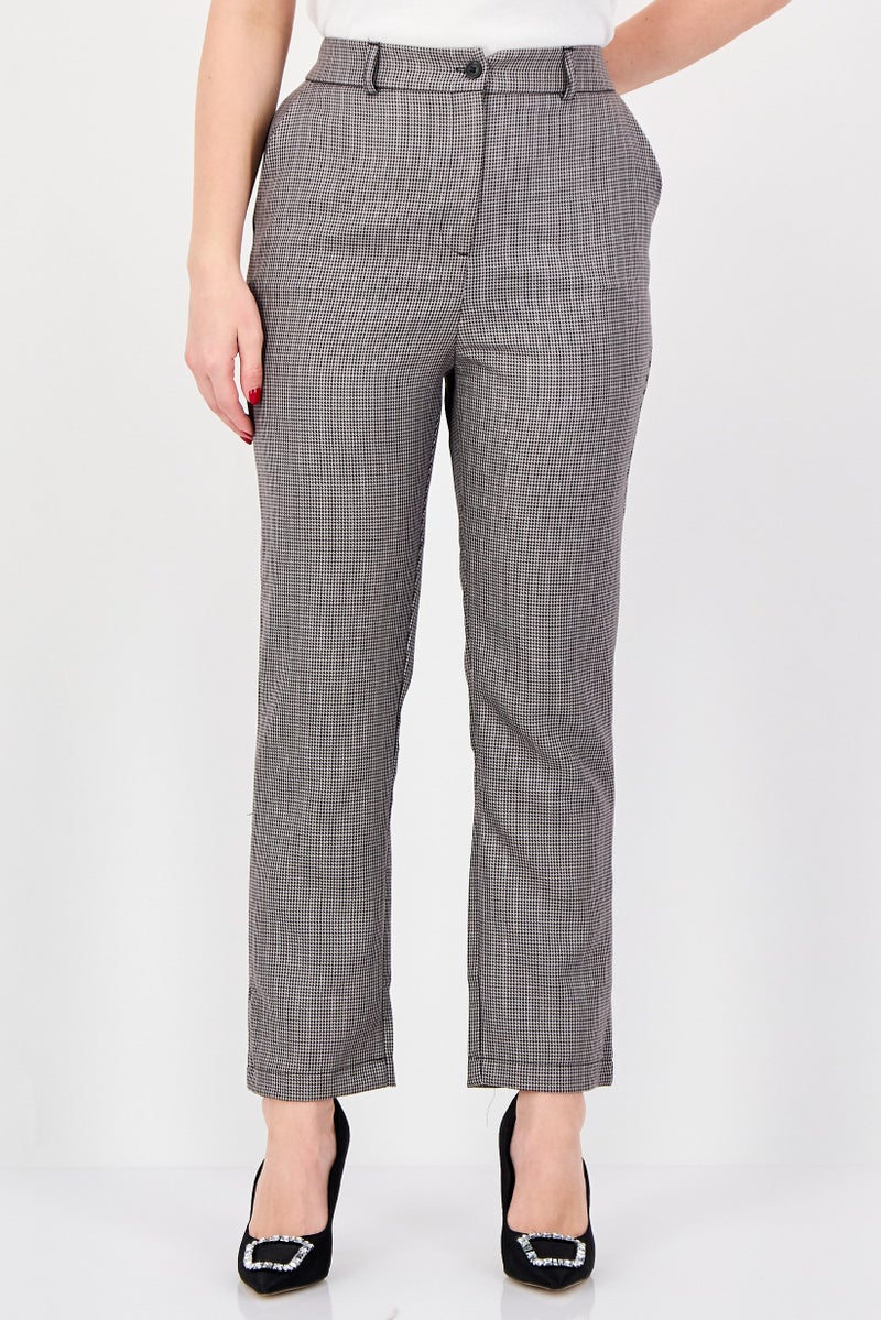 trendyol Women Cigarette Fit Houndstooth Straight Leg Pants, Multicolor - Image 1